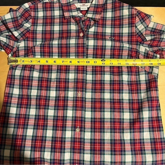 Vineyard Vines Women's Shirt Sz 8 Red White Plaid Long Sleeve Button Front - Picture 7 of 7